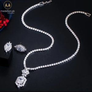 Luxury White Gold Plated Big Zircons Jewelry Set