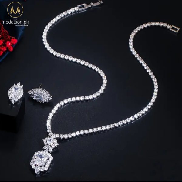 Luxury White Gold Plated Big Zircons Jewelry Set