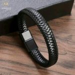 Black & Brown PU Leather Braided Men Bracelet