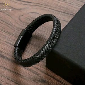 Black & Brown PU Leather Braided Men Bracelet