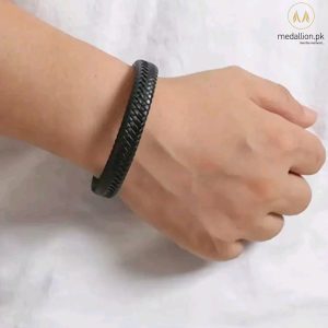 Black & Brown PU Leather Braided Men Bracelet