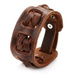 Brown Genuine Leather Braided Wrap Around Men Bracelet