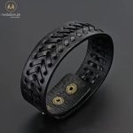 Genuine Cowhide Leather Black Color Men Bracelet