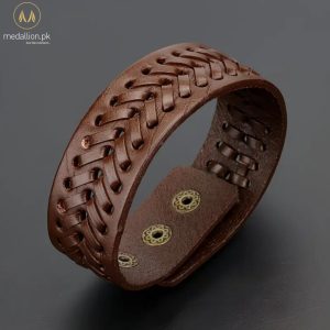 Genuine Cowhide Leather Brown Color Men Bracelet