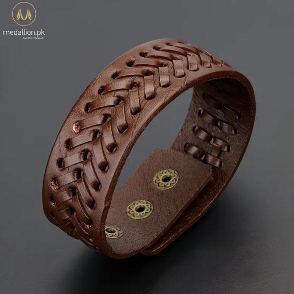 Genuine Cowhide Leather Brown Color Men Bracelet Genuine Cowhide Leather Brown Color Men Bracelet